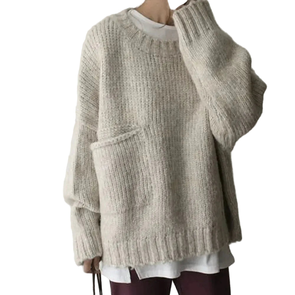 Dame Oversize Genser med Lomme 0