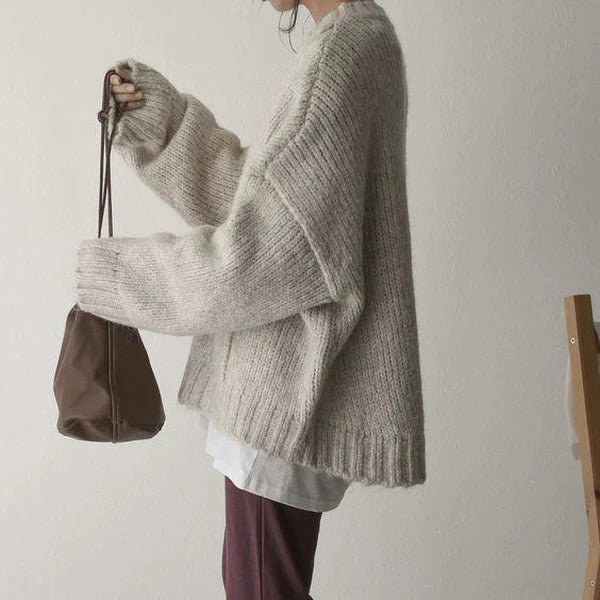 Dame Oversize Genser med Lomme 2