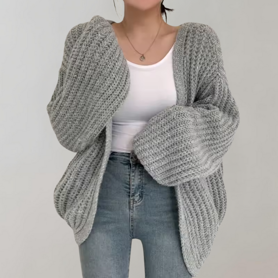 Dame Oversized Cardigan Chunky Strikket 1