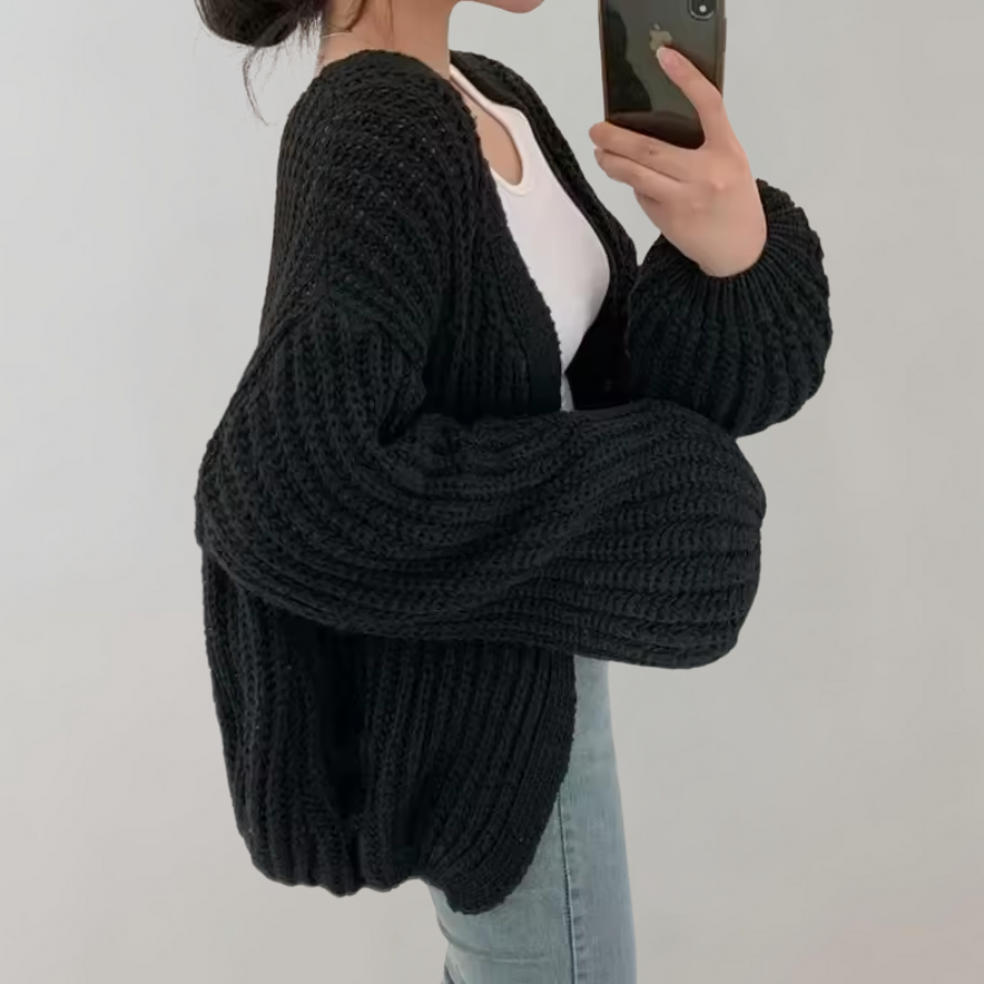 Dame Oversized Cardigan Chunky Strikket 2