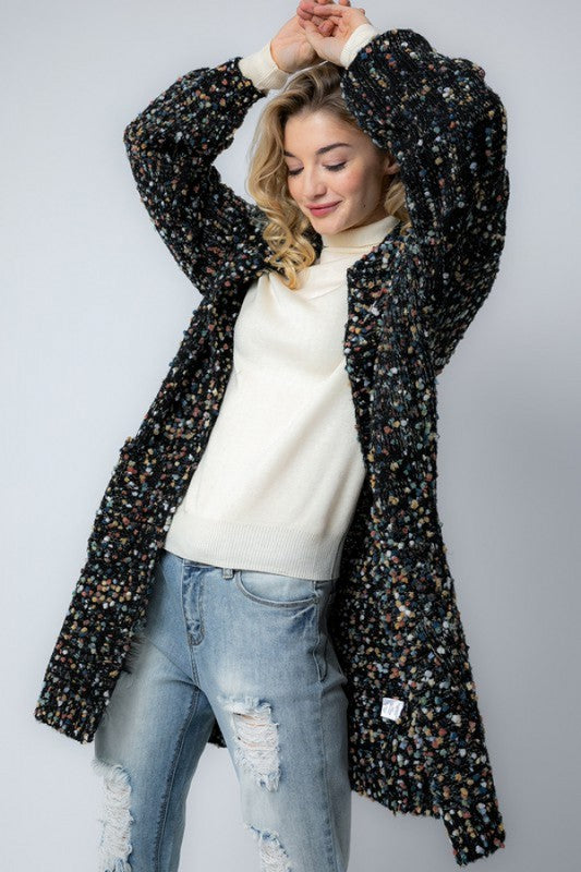 Dame Oversized Cardigan Marled Strikket Materiale 1