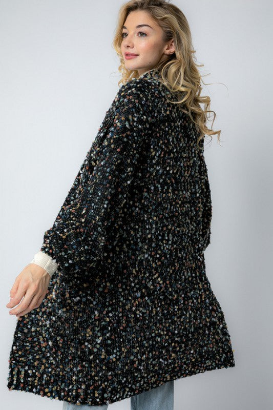 Dame Oversized Cardigan Marled Strikket Materiale 2