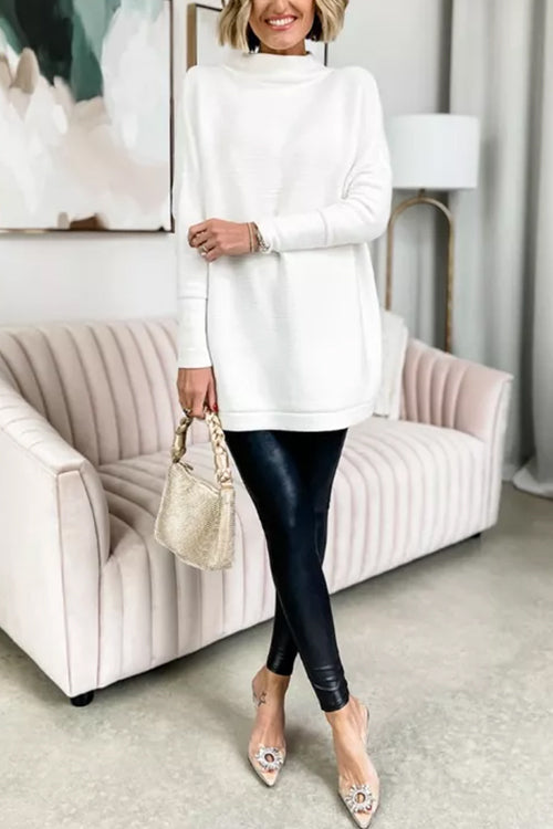 Dame Oversized Genser med Falsk Hals 0