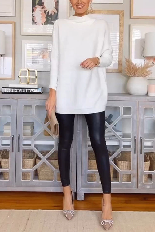 Dame Oversized Genser med Falsk Hals 4