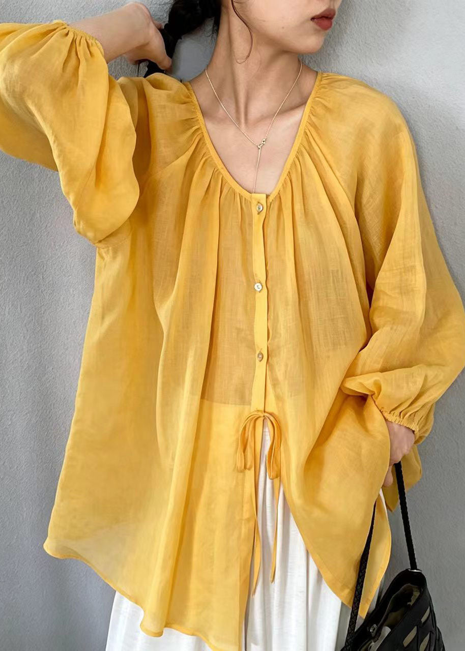 Dame Oversized Linbluse Boho Stil 2
