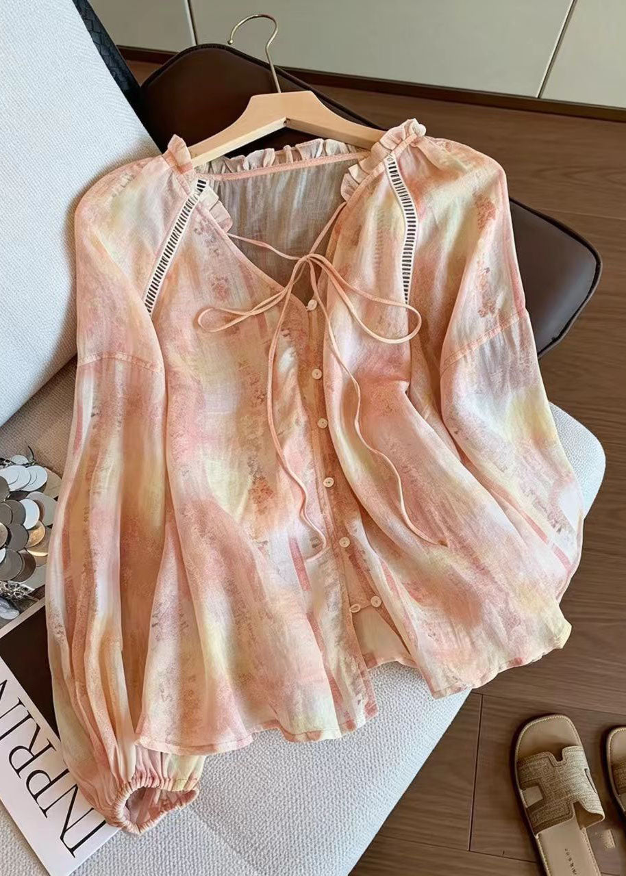 Dame Oversized Skjorte Med Trykk Sommerstil 0