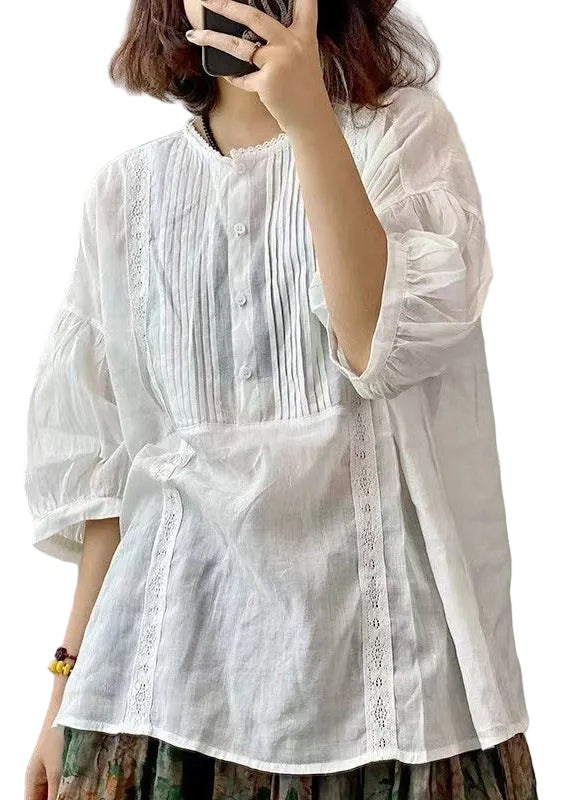 Dame Oversized Skjorte Rynket Stil 0