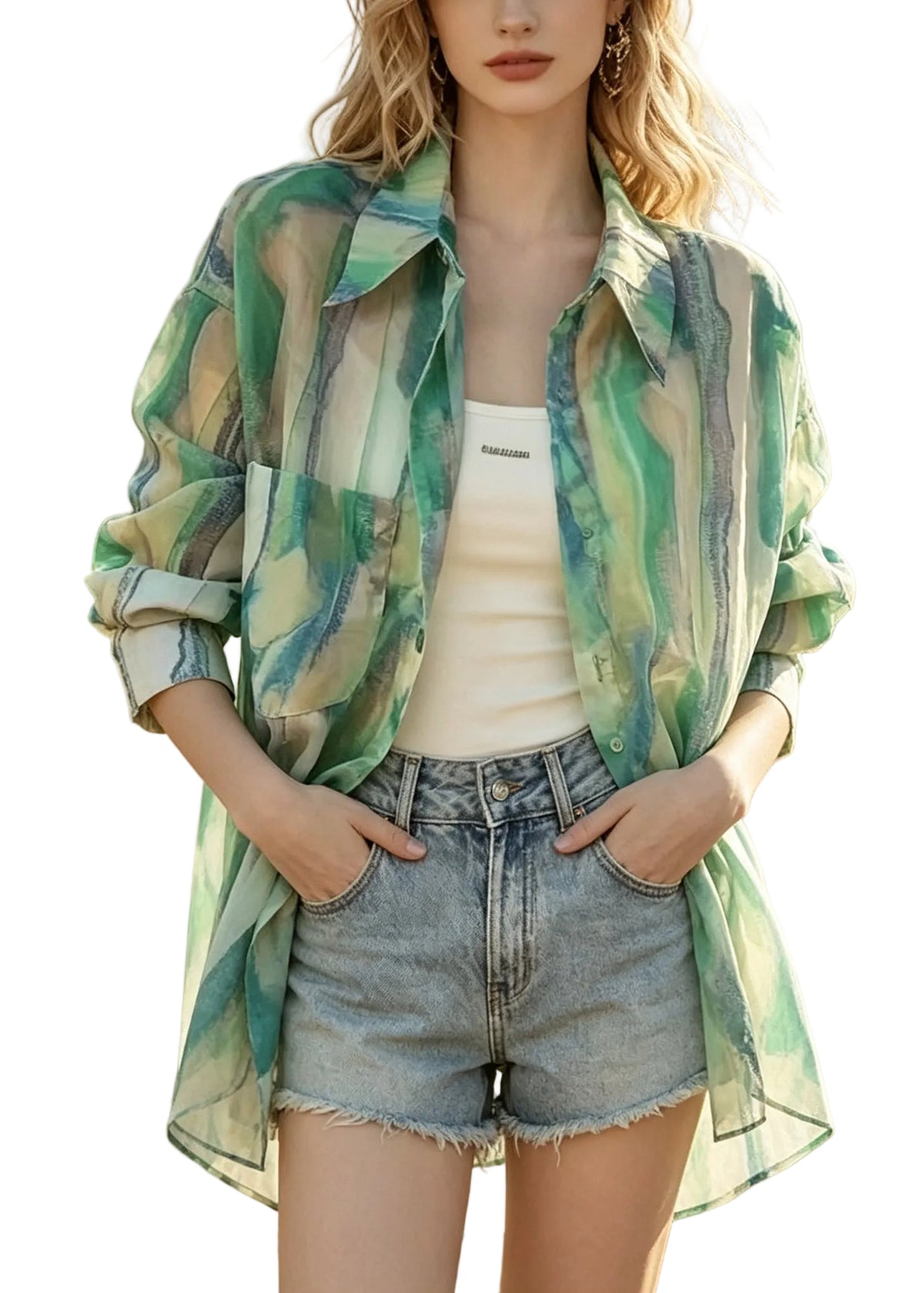 Dame Oversized Skjorte Tie Dye Stil 0