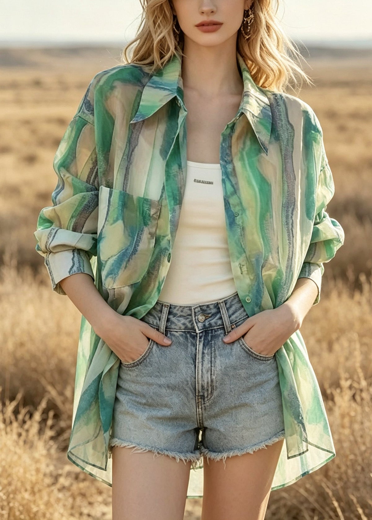Dame Oversized Skjorte Tie Dye Stil 4