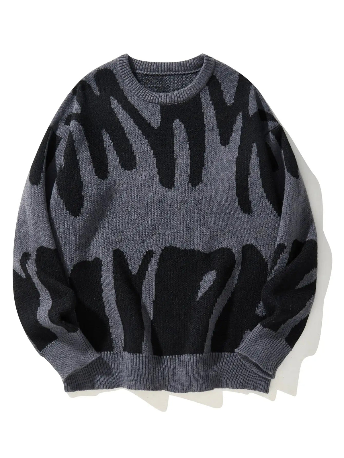 Dame Oversized Strikkegenser Abstrakt Mønster Moderne Stil 2