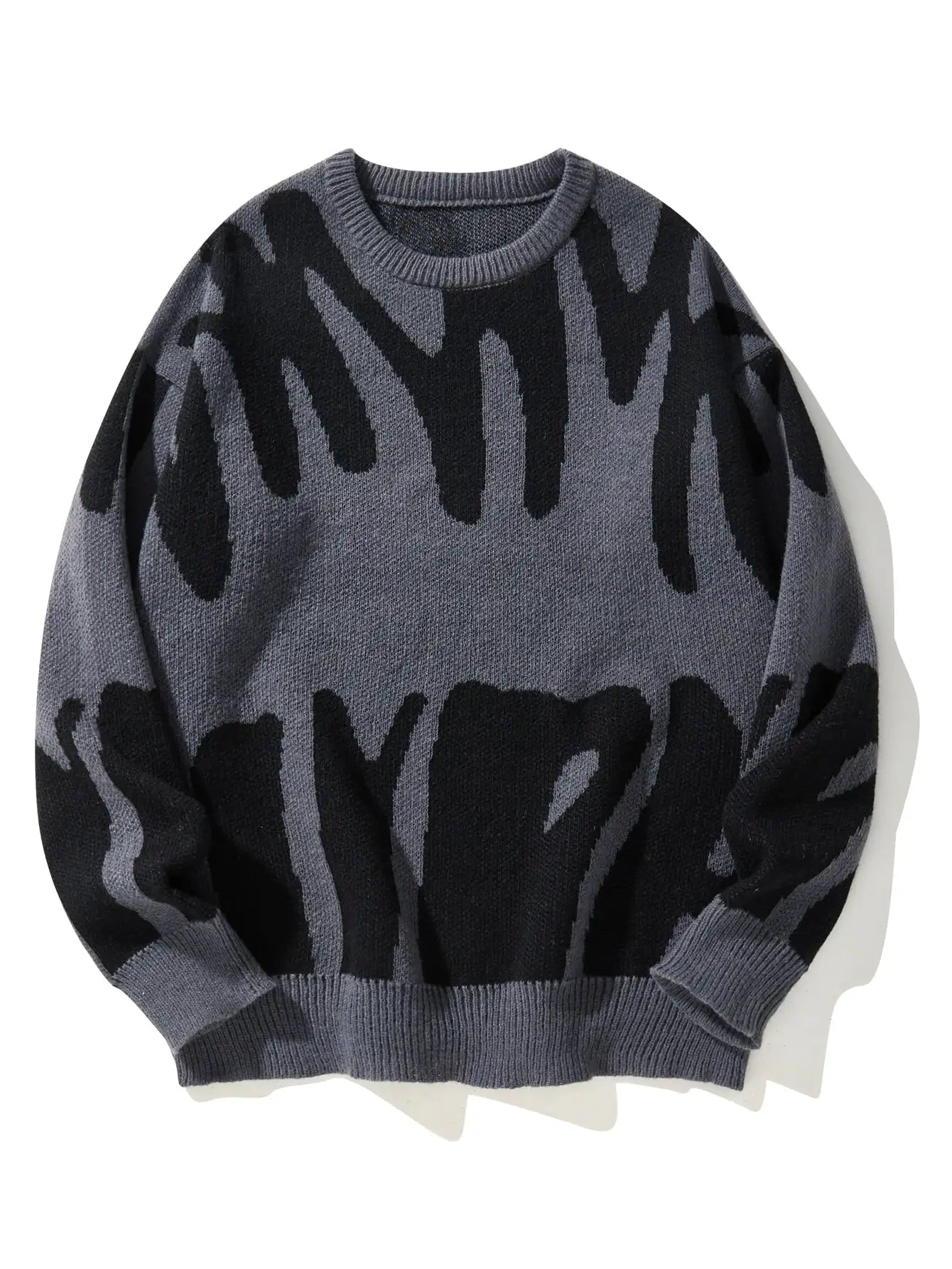 Dame Oversized Strikkegenser Abstrakt Mønster Moderne Stil 2