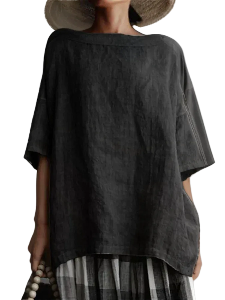 Dame Oversized Tunika med Båthals 0