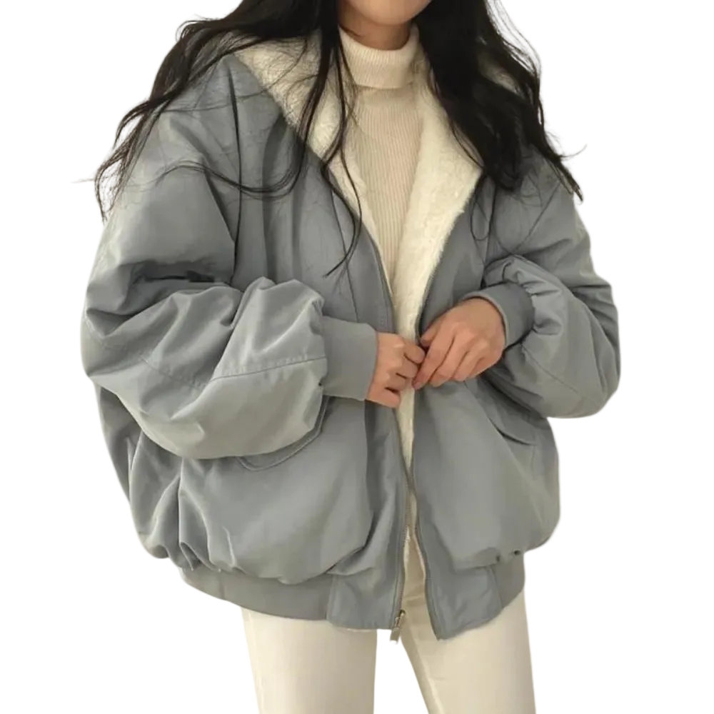 Dame Oversized Vinterjakke Trendy Design 0