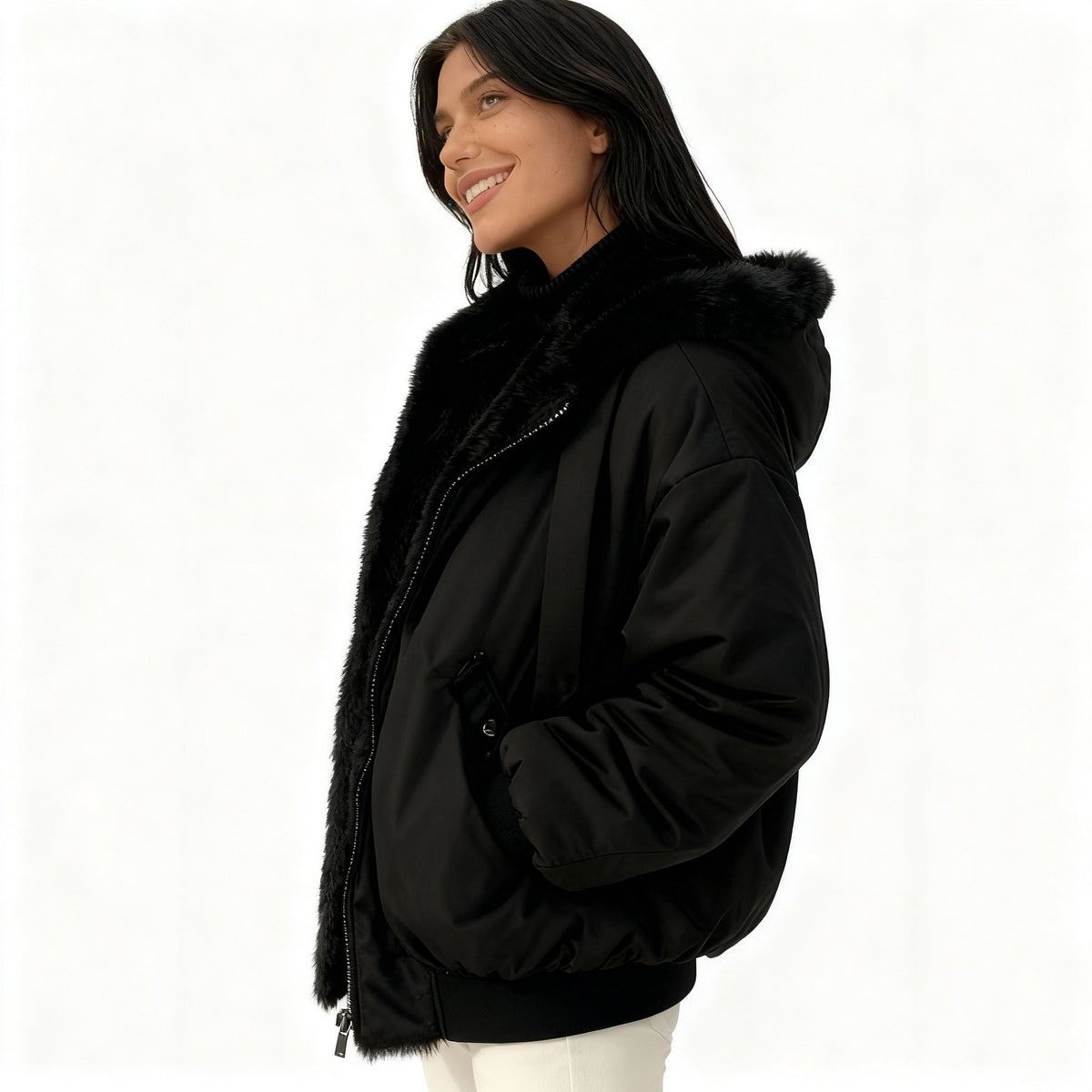 Dame Oversized Vinterjakke med Fleecefôr for Kalde Dager 1