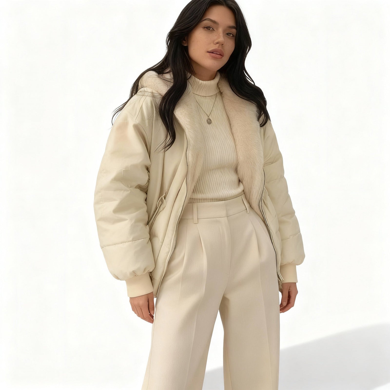 Dame Oversized Vinterjakke med Fleecefôr for Kalde Dager 3