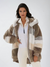 Dame Padded Plush Frakk med Kontrastdesign 2
