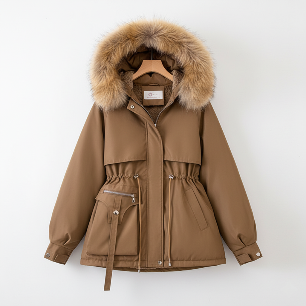 Dame Parkas med Justerbar Midje og Fuskepels Hette 6