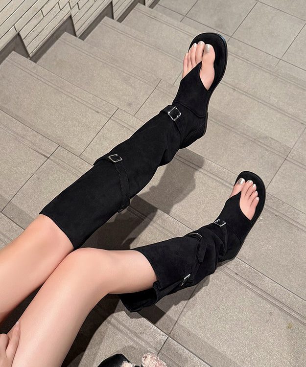 Dame Peep Toe Boots med Kilehæl og Spleising 1