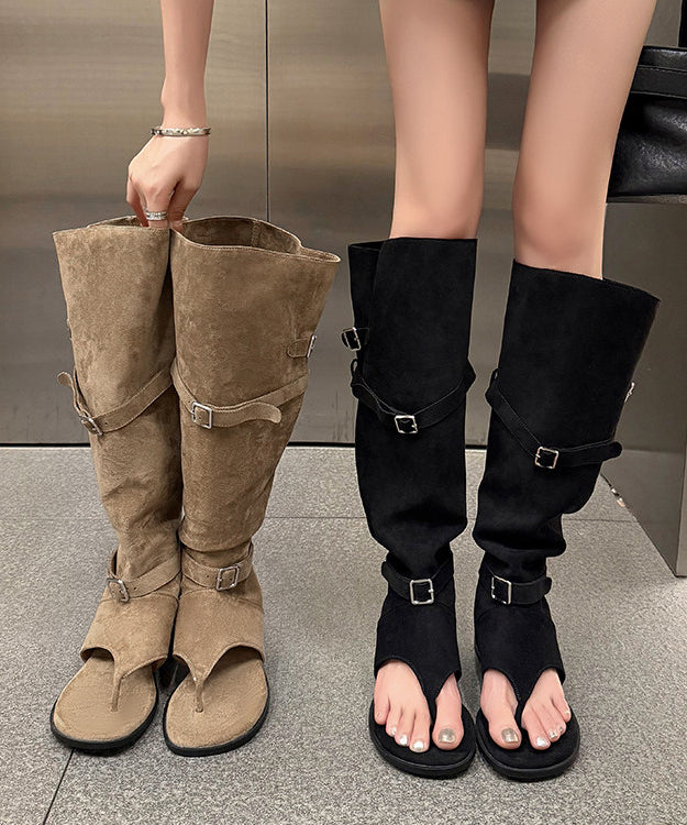 Dame Peep Toe Boots med Kilehæl og Spleising 3