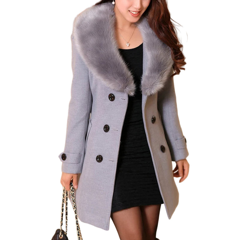 Dame Pelzmantel Tidløs Design Komfortabel Passform 0