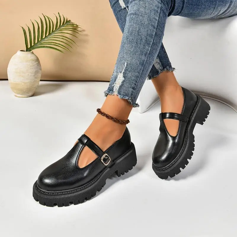 Dame Plattformsko Retro Design Med Chunky Gummiplattform 6