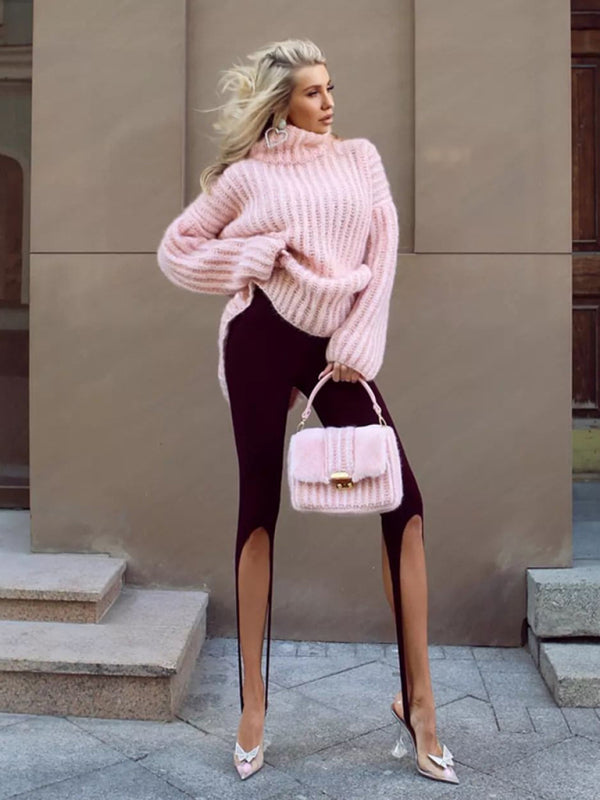 Dame Pullover Genser med Lange Ermer i Fluffy Design 2