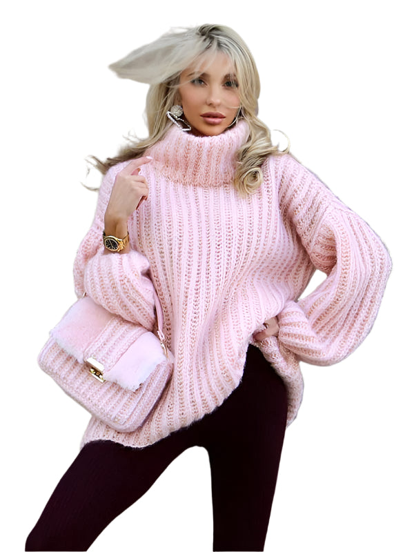Dame Pullover Genser med Lange Ermer i Fluffy Design 3