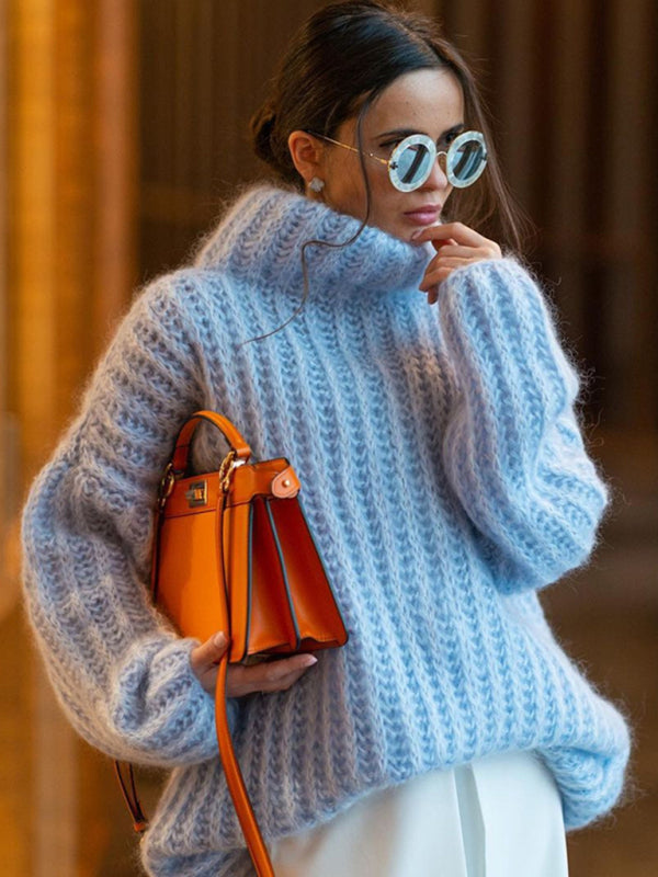 Dame Pullover Genser med Lange Ermer i Fluffy Design 6