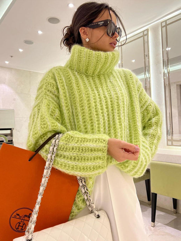 Dame Pullover Genser med Lange Ermer i Fluffy Design 7