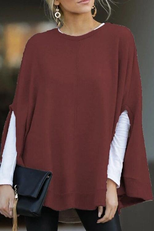 Dame Pullover med Batwing Ermer Casual 1