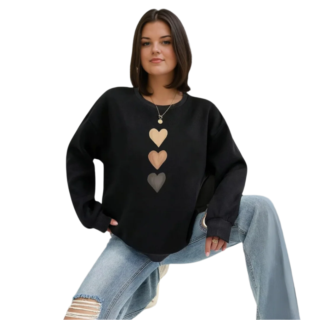 Dame Pullover med Hjertegradient i Myk Stoff 1