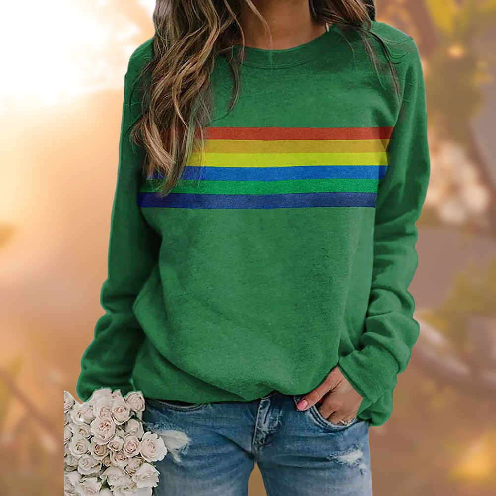 Dame Pullover med Regnbuemønster 3