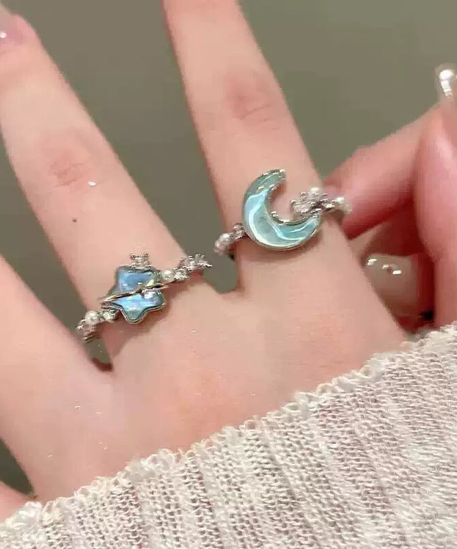 Dame Ring Sett Måne og Stjerne Design 1