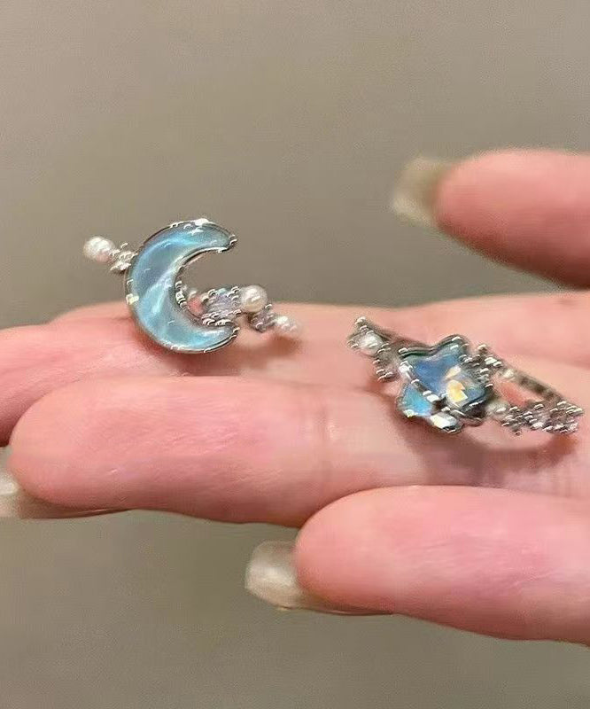 Dame Ring Sett Måne og Stjerne Design 2