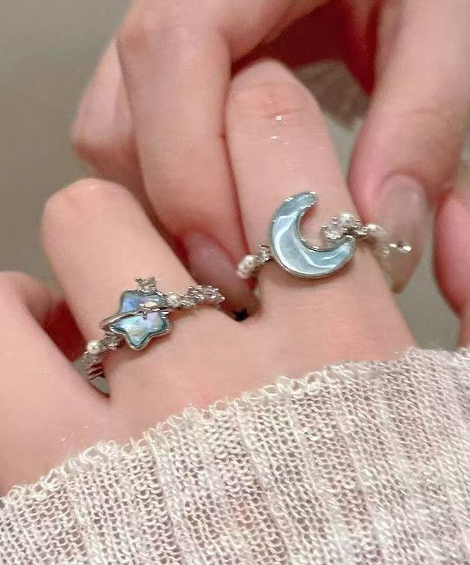 Dame Ring Sett Måne og Stjerne Design 3