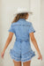 Dame Romper med Knapper og Frayed Hem i Denim 3