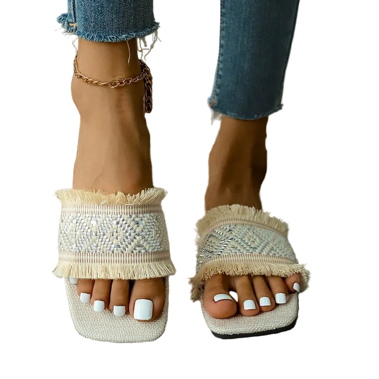 Dame Sandaler Bohemian med Frynser 0