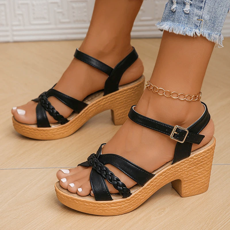 Dame Sandaler Chunky Plattform Med Ankelstropper 2