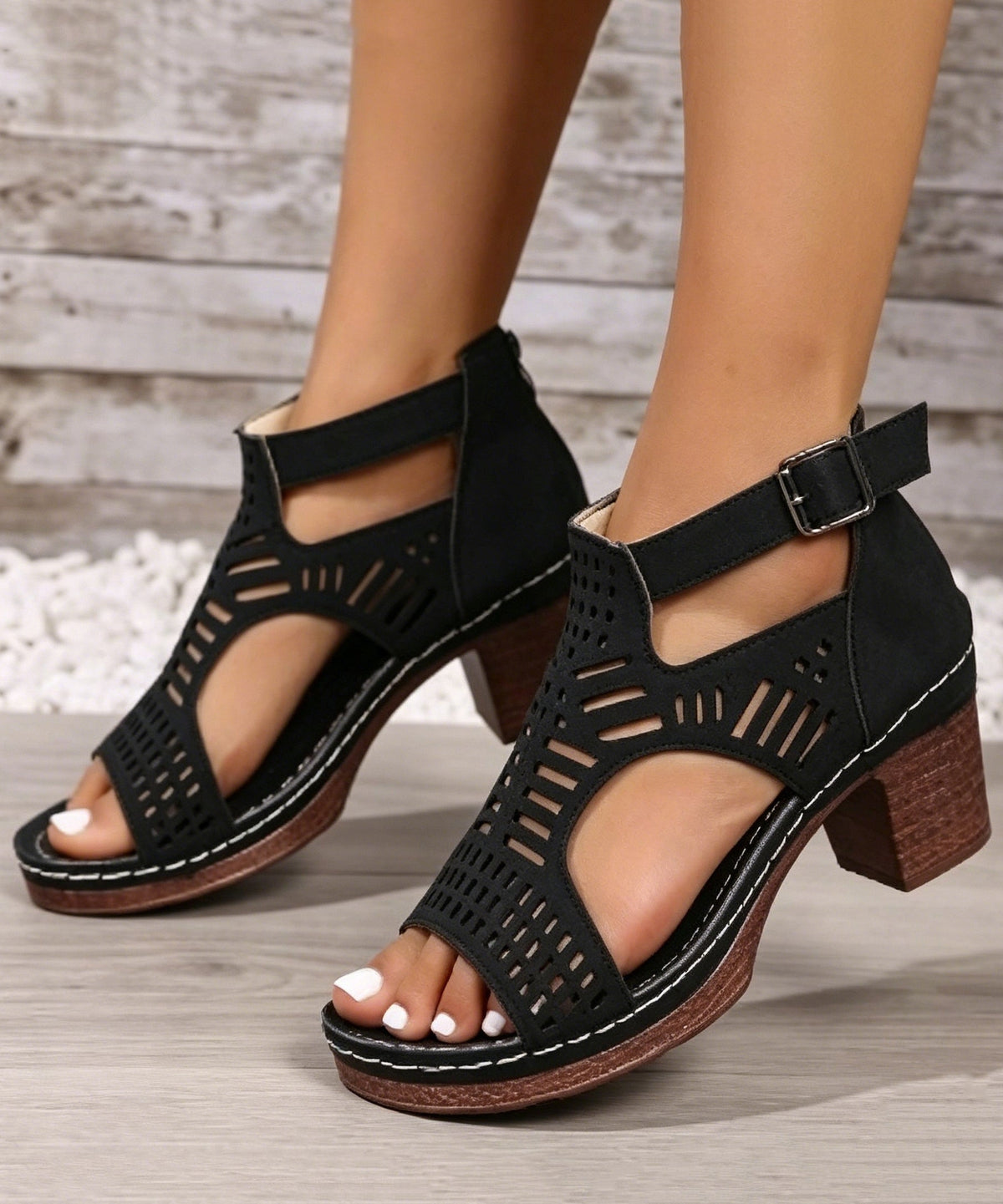 Dame Sandaler Chunky med Hule Detaljer 1