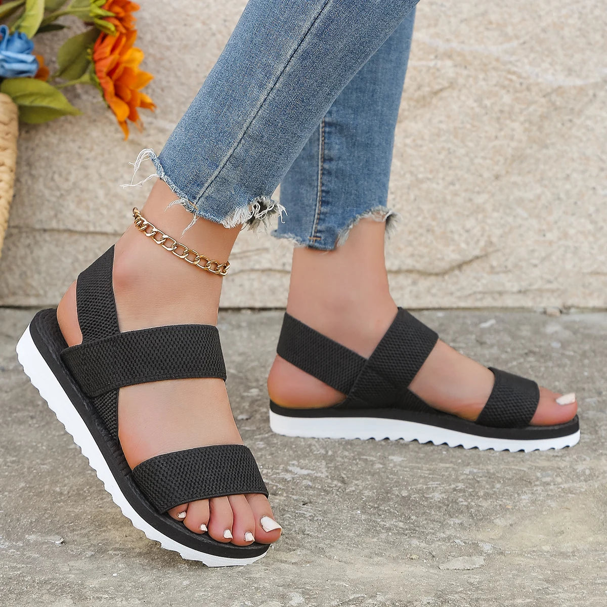 Dame Sandaler Flate med Antiskli Design 1