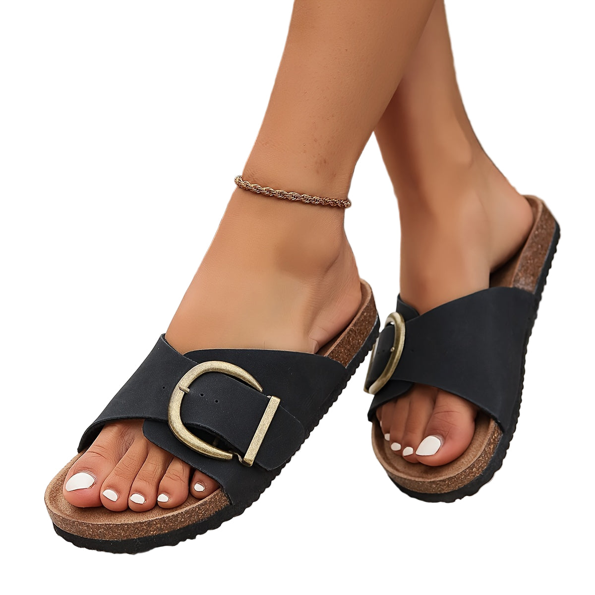 Dame Sandaler Kork Justerbare Remmer Slip-on Komfortabel Sål 0