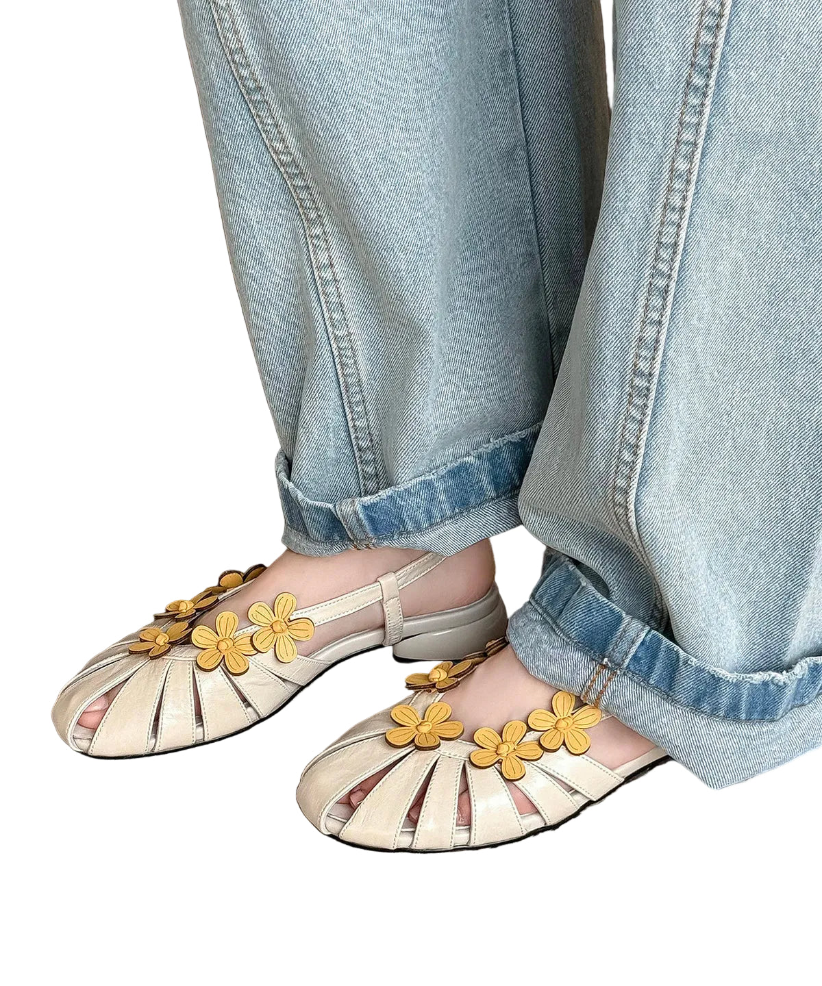 Dame Sandaler Med Blomsterspleising og Hul Design 2