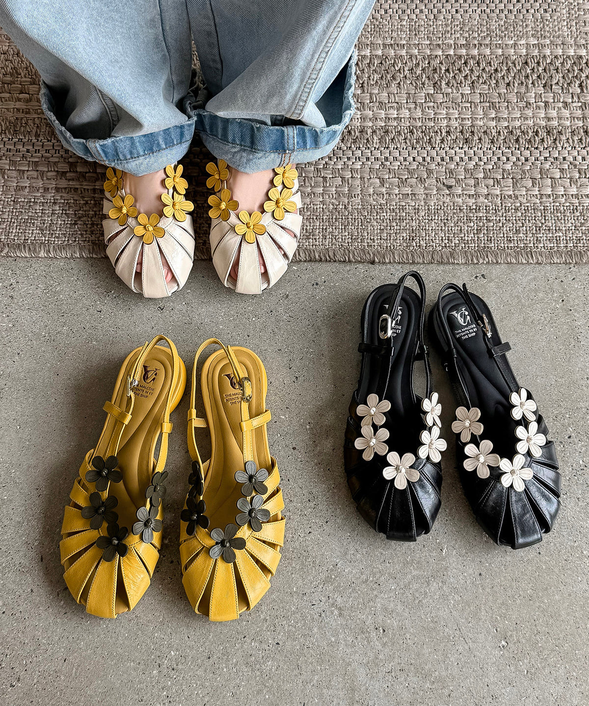 Dame Sandaler Med Blomsterspleising og Hul Design 3