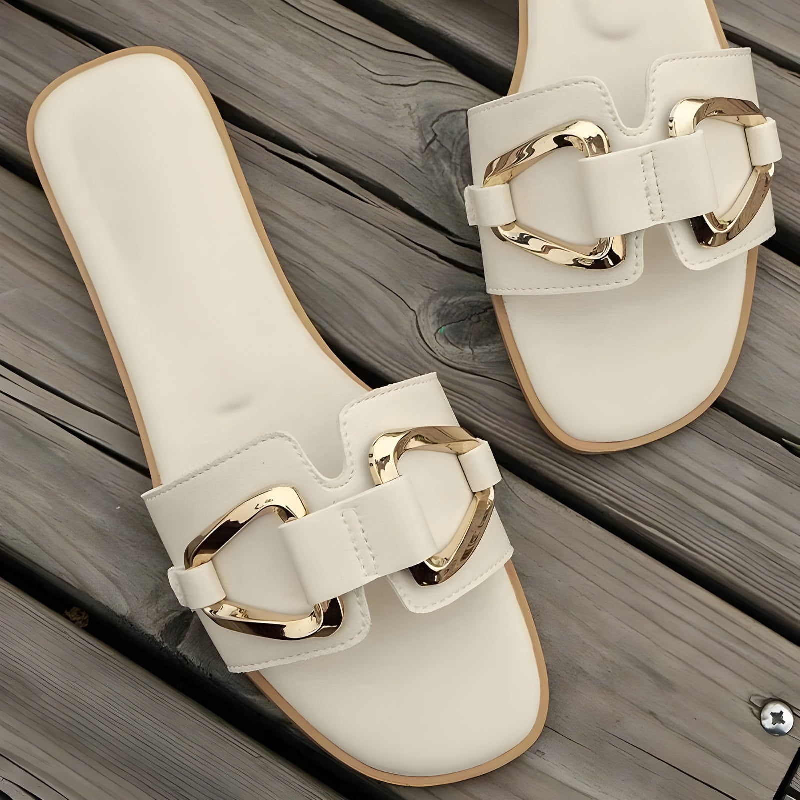 Dame Sandaler Med Gullspenne Uformell Stil 2