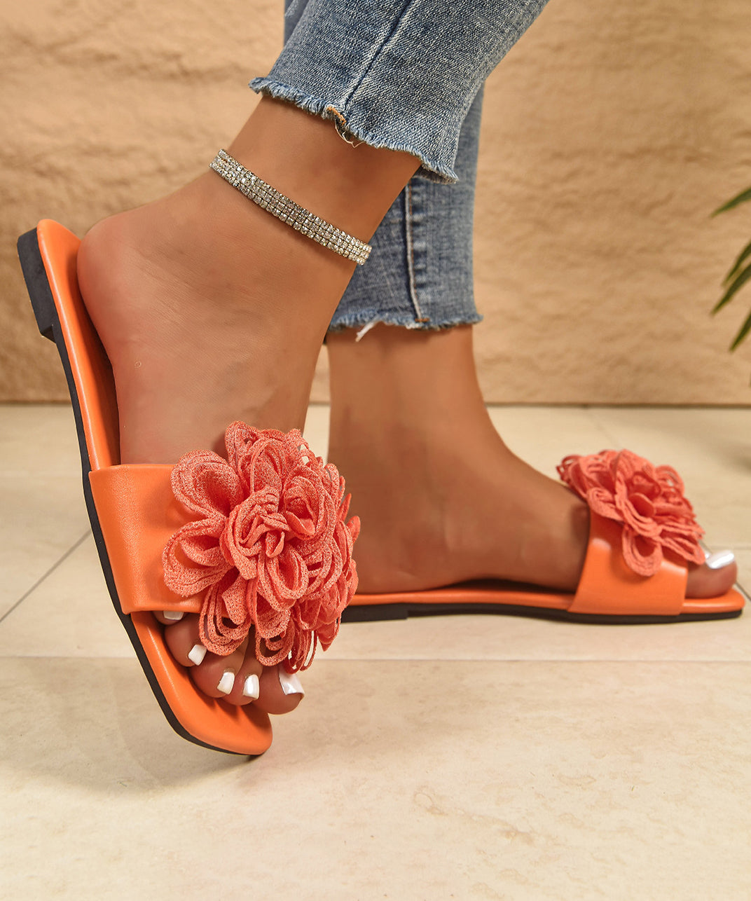 Dame Sandaler Peep Toe med Blomsterprint 4