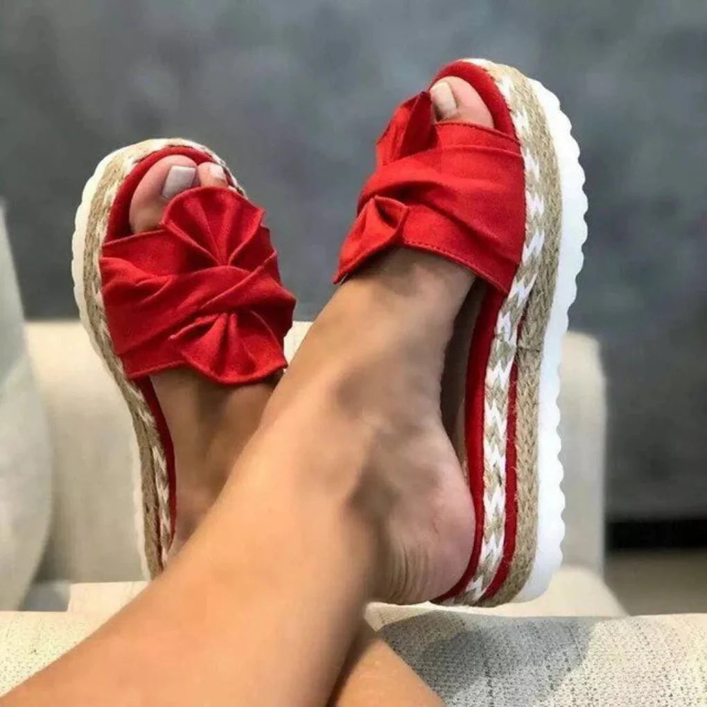 Dame Sandaler Plattform med Sløyfe og Åpen Tå Design 6