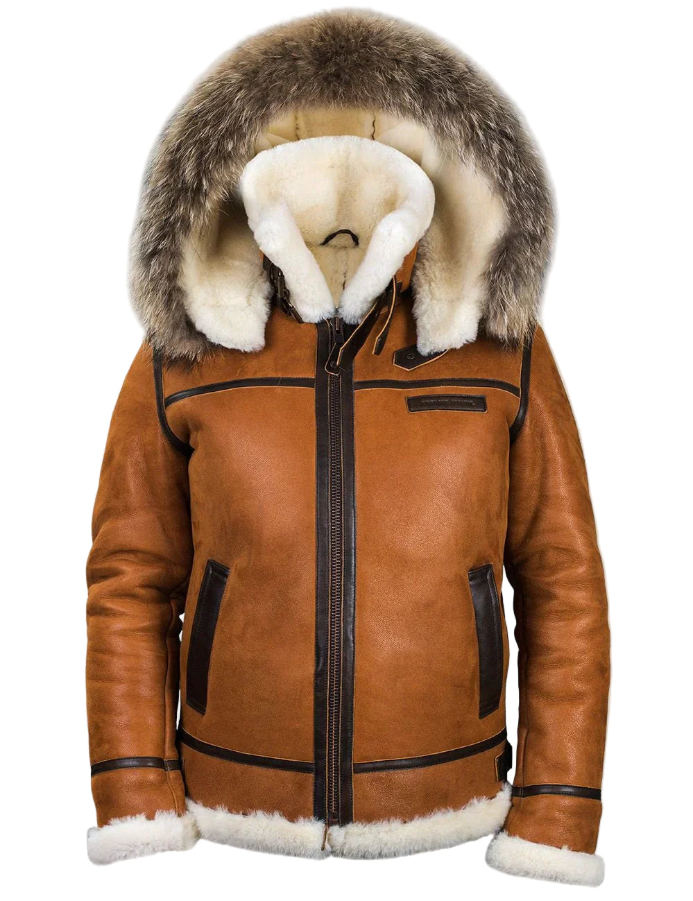 Dame Saueskinnsjakke med Pelshette 0