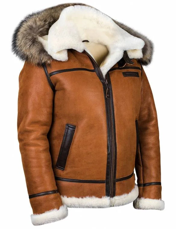 Dame Saueskinnsjakke med Pelshette 2