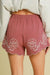 Dame Shorts Blomsterbroderi Linblanding Pustende Design 1