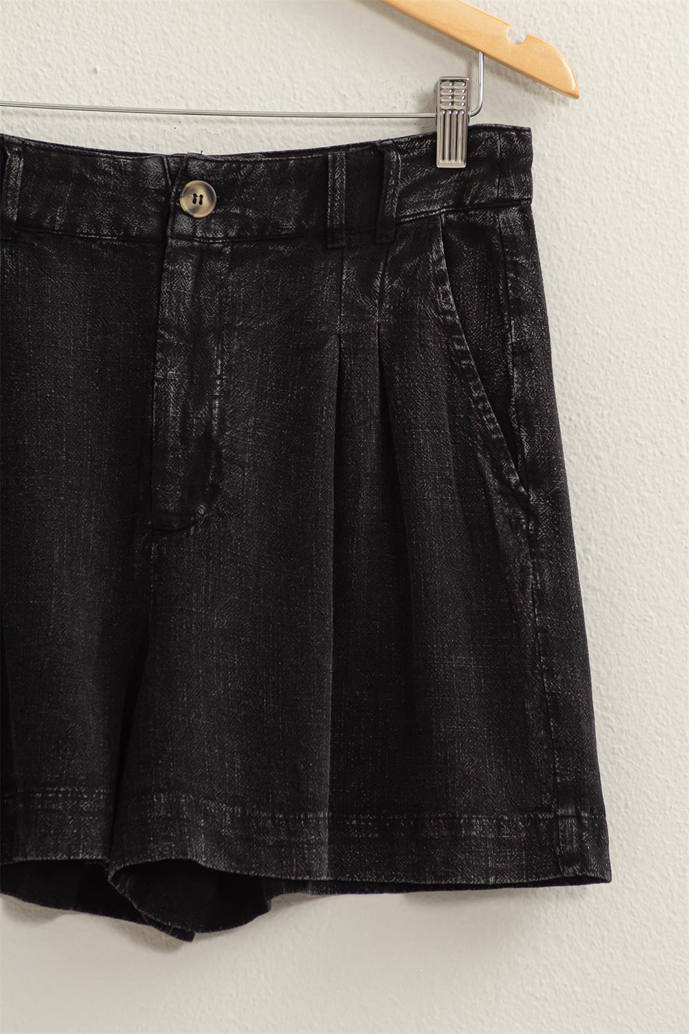 Dame Shorts Høyt Liv Plisseringer Rayon Lin 4